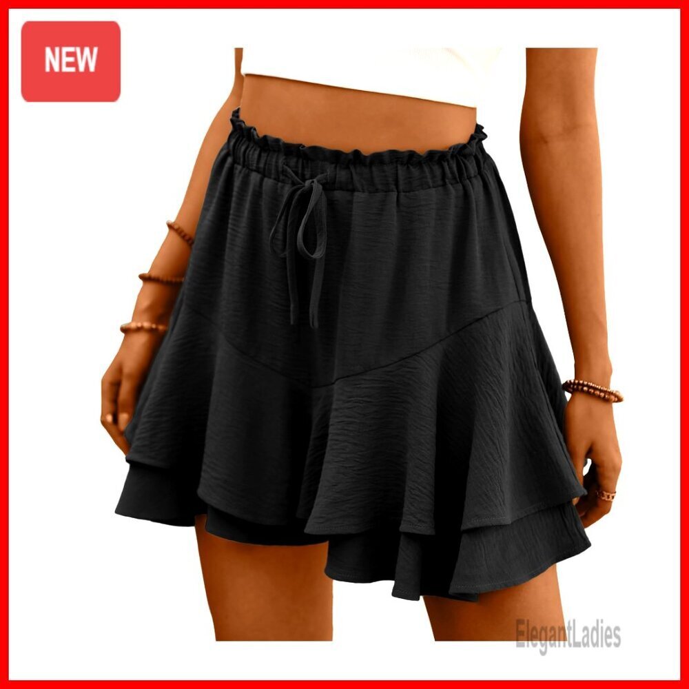 Flowy Butterfly Ruffle Skorts High Waist Shorts Women's Casual Summer